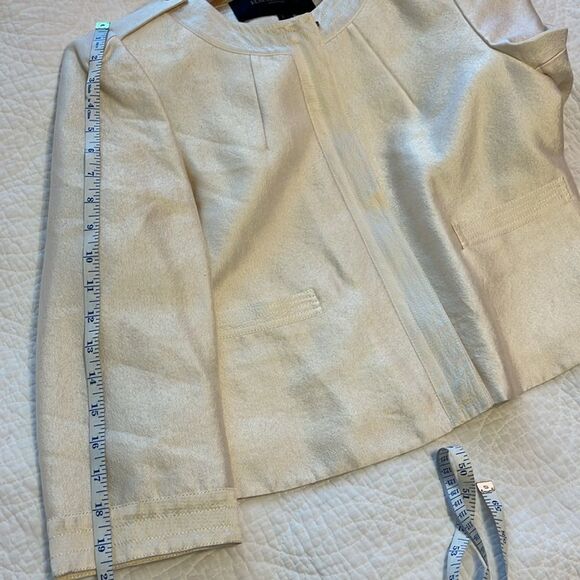 Rachel Roy Signature Vintage Silk Wool Jacket Blazer Zip Up Ivory Women 8 Luxury - Picture 6 of 9
